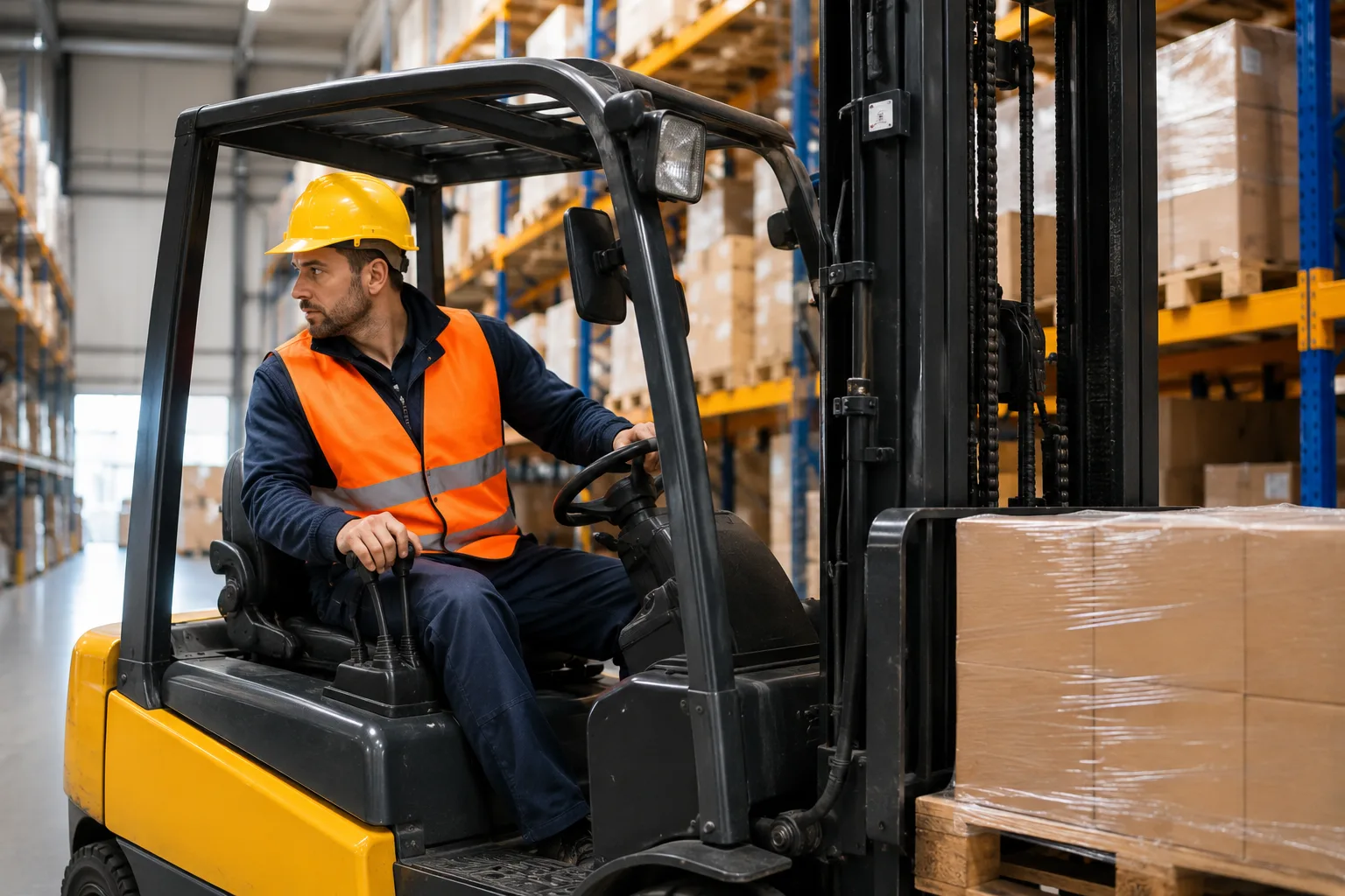 Logistikbetrieb mit Stapler und Lagerflächen